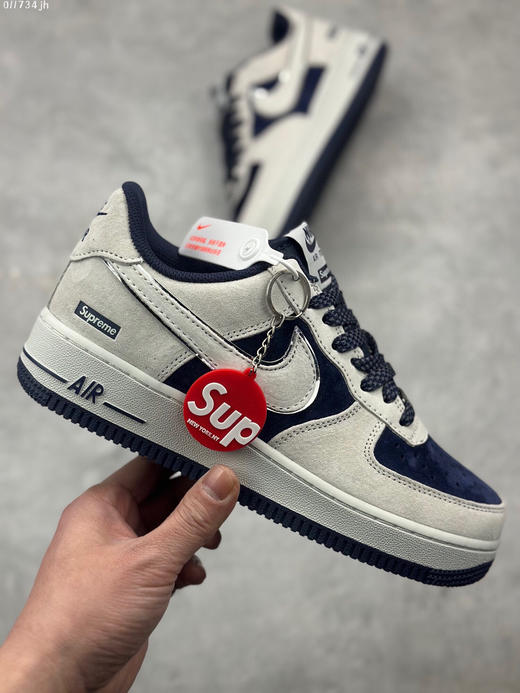 夏日特惠💰460 海外限量发售 公司级 Nike Air Force 1 07 Low “灰深蓝”全麂皮supreme联名秋冬 空军一号低帮休闲板鞋 商品图3