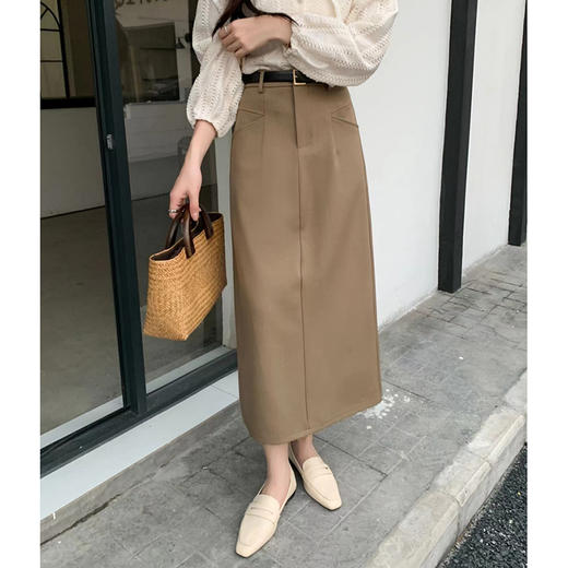 【特惠不退换】西装面料简约气质高腰半身裙   FLW-R4CC56017【FLW-6017】 商品图3