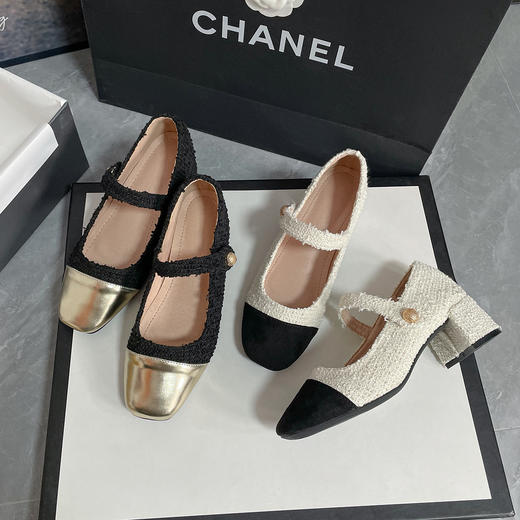 Hawdweke-粗跟气质小香风高跟单鞋女珍珠两色可选 商品图5