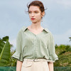 OLrain法式高级穿搭条纹雪纺衫女夏季2022年新款设计感荷叶袖衬衣 商品缩略图0