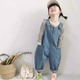 【韩风童装，潮流休闲！】童装韩版秋装男女童，新款宝宝休闲牛仔背带裤，连身裤儿童牛仔裤ry