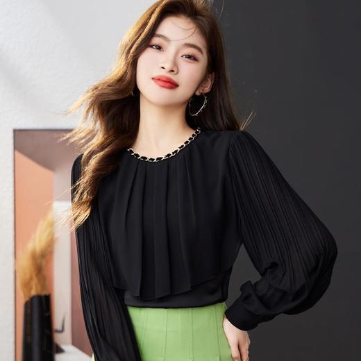 雪纺衫女上衣2024春装新款时尚通勤洋气小衫长袖女衬衣1767 商品图3