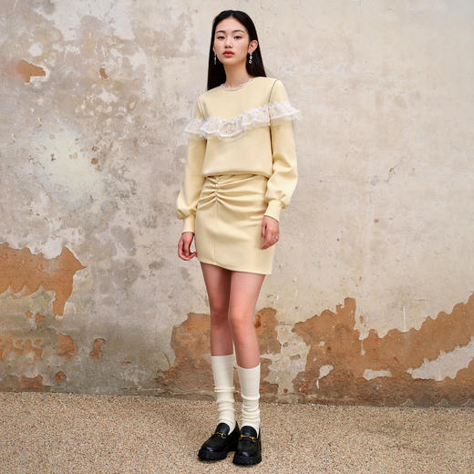 蕾丝拼接珠绣套头上衣早秋设计感卫衣女MS88TP540Y10 商品图1