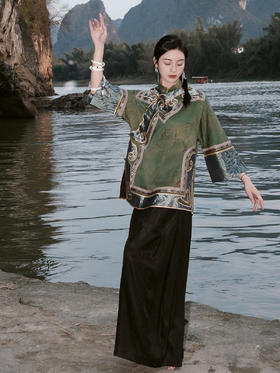 盛唐婧 |高货/重缎真丝香云纱竹纹外套[特价品]