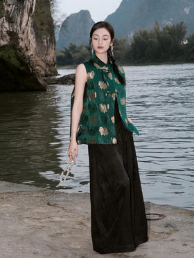 微瑕秒杀|  盛唐婧 |真丝织金蝴蝶宋锦马甲[特价品]](特殊商品不退不换)