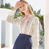 欧芮儿2022春装新款长袖碎花雪纺衫女时尚复古百搭蝴蝶结蕾丝衫 商品缩略图1