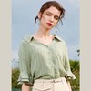 OLrain法式高级穿搭条纹雪纺衫女夏季2022年新款设计感荷叶袖衬衣 商品缩略图1