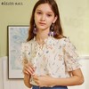 OLrain法式高级穿搭碎花雪纺衫女夏季2022新款系带木耳边甜美小衫 商品缩略图0