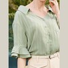 OLrain法式高级穿搭条纹雪纺衫女夏季2022年新款设计感荷叶袖衬衣 商品缩略图3