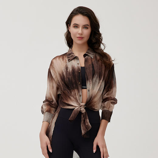 IYOGA 2024慵懒风宽松水墨印花衬衫设计感CS004 商品图2
