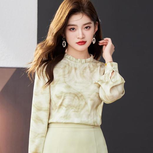 木耳边碎花雪纺衫女上衣2024春装新款小衫长袖女衬衣1786 商品图3