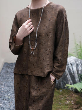 盛唐婧 |真丝香云纱花罗上衣