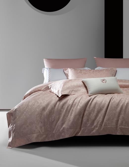 利路米家纺24年春季新款百支匹马棉色织提花四件套  卢浮花园--赤粉 商品图3