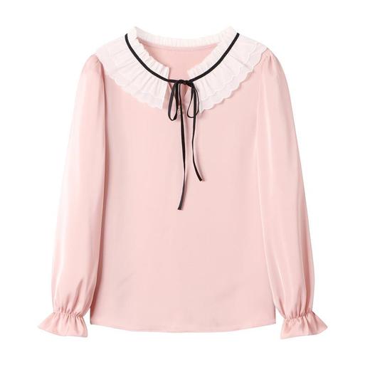 蝴蝶结雪纺衫女上衣2024春装新款洋气小衫长袖女衬衣0598 商品图4