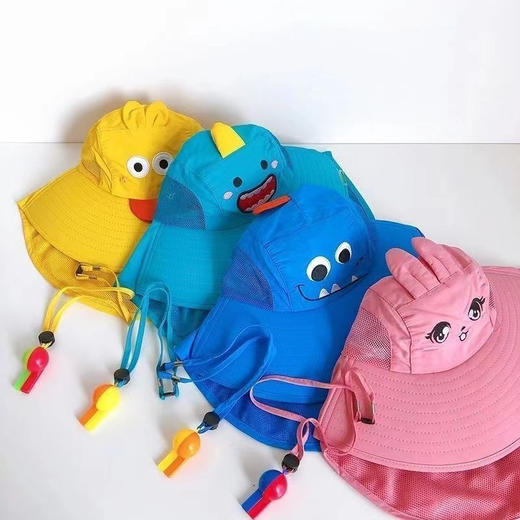 【升级透气网眼大披肩 360°全面防晒】儿童防晒帽宝宝遮阳帽沙滩帽防紫外线大帽檐夏季薄款透气渔夫帽 商品图3