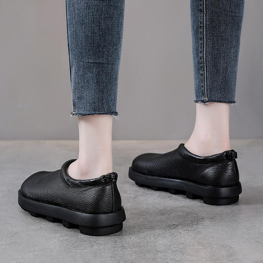 YR 1787头层牛皮复古乐福鞋单鞋真皮一脚蹬软底休闲鞋 商品图4