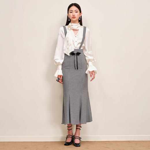 极简通勤风提花镂空设计感缎面衬衫秋季复古宫廷风衬衣女MS88TP520A10 商品图3