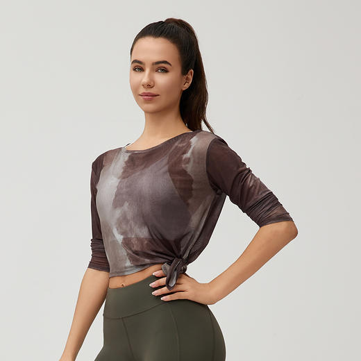 IYOGA 2024 夏季薄纱女瑜伽长袖水墨t  CX025 商品图1
