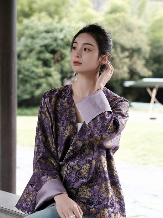 盛唐婧 |真丝宋锦紫气东来外套 商品图3