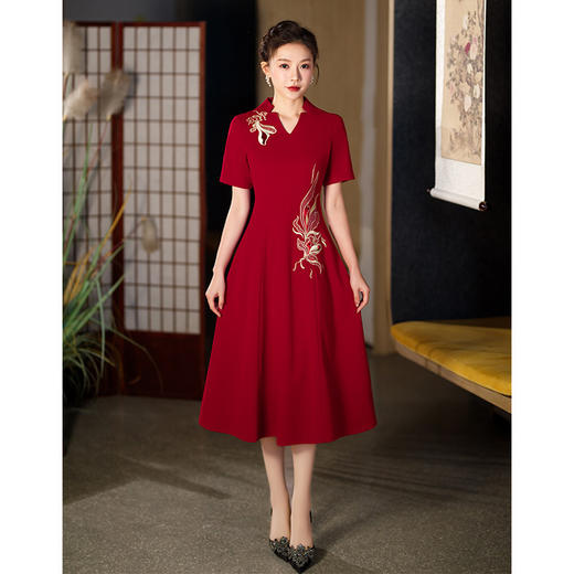 中年妈妈春装婚宴礼服旗袍年轻喜婆婆平时可穿HY2313 商品图3