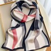 XL -TB660378377353英伦芭芭格子真丝飘带长条丝巾桑蚕丝围巾女春秋冬季双层领巾 商品缩略图1