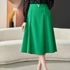高腰垂感绿色半身裙2024春装新款金属V字扣A字中长裙伞裙1727 商品缩略图0