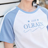 OLrain法式高级穿搭撞色短袖T恤女夏季宽松字母刺绣上衣 商品缩略图3