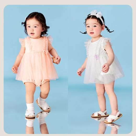 迷你巴拉女童天丝柔软三角衣婴儿宝宝甜美可爱连体衣夏季新款 商品图2