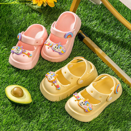 【简约色彩，夏日搭配更随心！】独角兽小女孩拖鞋夏季室内软底，公主宝宝可爱沙滩儿童洞洞鞋户外-QQ 商品图3