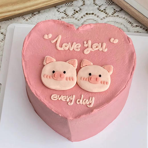 【猪猪纪念日蛋糕】-纪念蛋糕/手绘蛋糕 商品图0