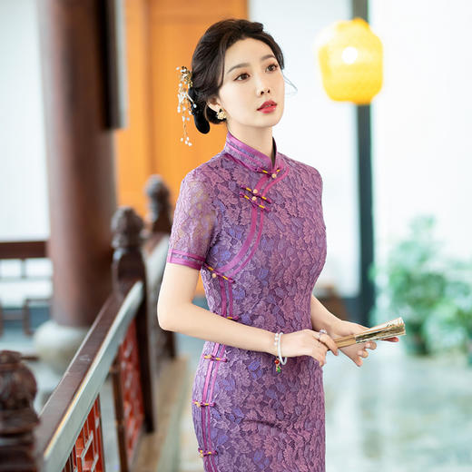 妈妈旗袍3分袖复古修身SYG801 商品图4