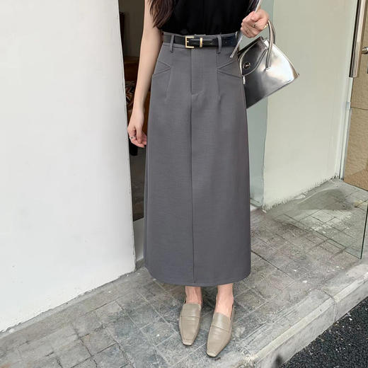 【特惠不退换】西装面料简约气质高腰半身裙   FLW-R4CC56017【FLW-6017】 商品图0