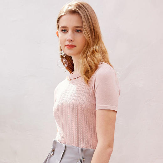 OLrain法式针织衫女夏季2022修身镂空甜美套头衫 商品图1