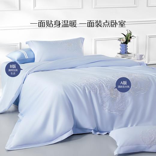 水星家纺全棉三/四件套60s柔软透气绣花清新花卉AB双版床上用品 商品图4