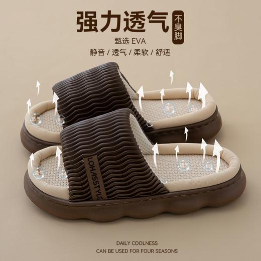 四季亚麻拖鞋女家居厚底室内防滑踩屎感防臭吸汗情侣地板棉麻拖男 商品图2