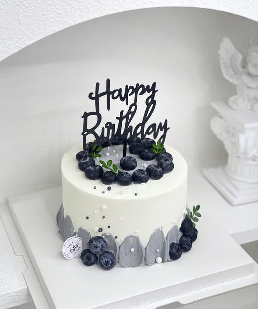 蓝莓灰色简约ins风男士爸爸老公生日蛋糕 商品图0
