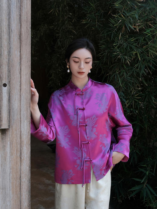 盛唐婧 |桑蚕丝火凤凰紫外套 商品图6
