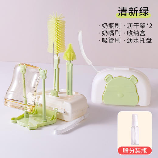 【便携奶瓶刷8件套！出行无忧】硅胶奶瓶刷便携式奶瓶刷套装婴儿专用奶瓶清洗涮旅行装收纳沥水架 商品图6