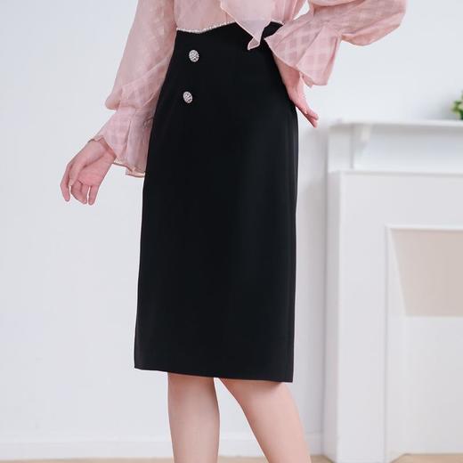 高腰显瘦半身裙女2024春装新款中长款直筒裙纯色包臀裙5108 商品图1