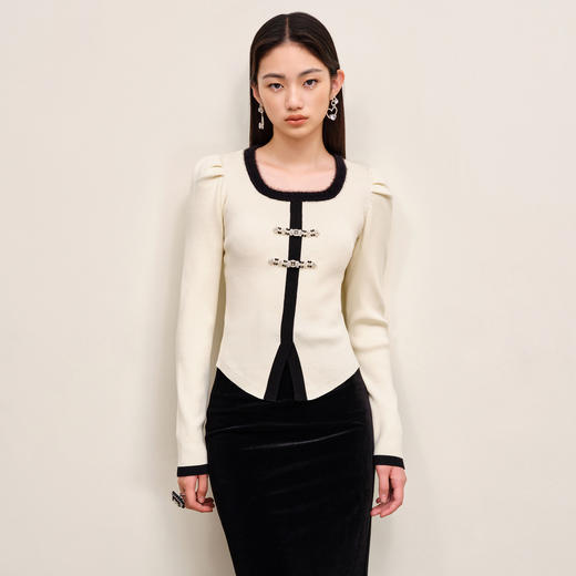 名媛千金小香风修身套头针织衫秋季上衣女MS88SW504A20 商品图1