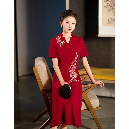 中年妈妈春装婚宴礼服旗袍年轻喜婆婆平时可穿HY2313 商品图4