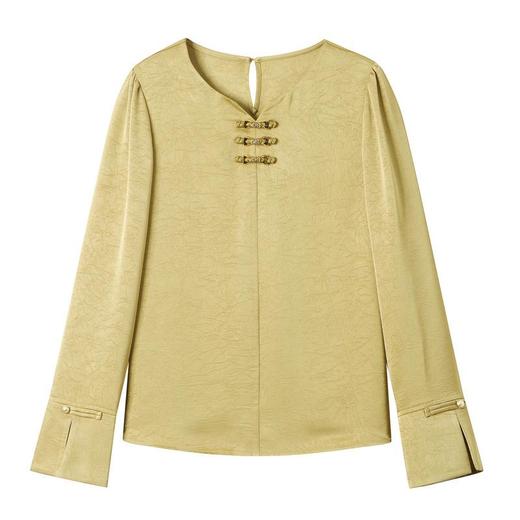 国风盘扣圆领提花雪纺衫2024春装新款洋气小衫女衬衣0586 商品图4