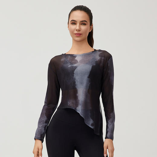 IYOGA 2024 夏季薄纱女瑜伽长袖水墨t  CX025 商品图2