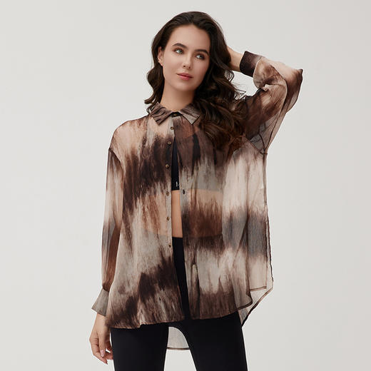 IYOGA 2024慵懒风宽松水墨印花衬衫设计感CS004 商品图5