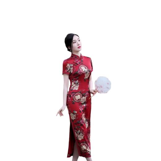 HQ151真丝旗袍夏季复古年轻文艺桑蚕丝气质连衣裙优雅修身 商品图4