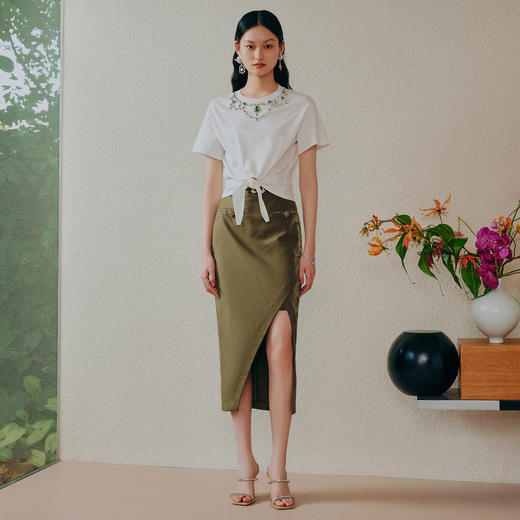 经典高腰廓形包臀裙开叉裙子MC88SK307M70 商品图2