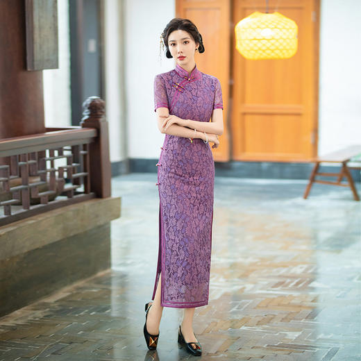 妈妈旗袍3分袖复古修身SYG801 商品图0