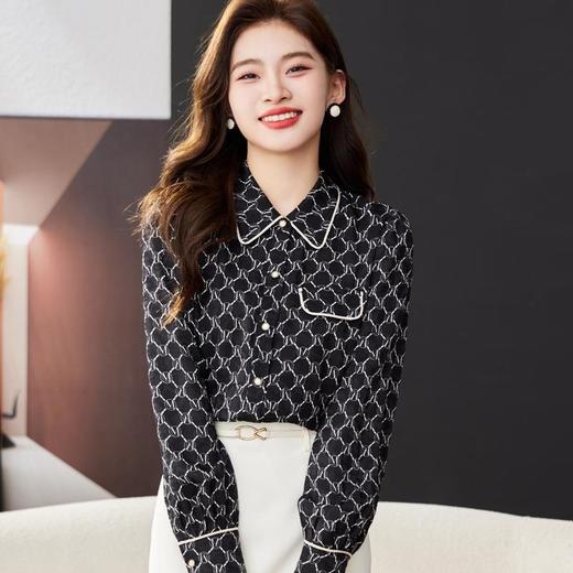 娃娃领雪纺衫女上衣2024春装新款洋气小衫长袖女衬衣1781 商品图2