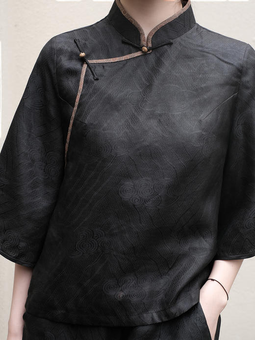 盛唐婧 |原色香云纱绞罗直襟上衣 商品图1