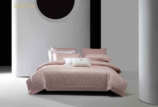 利路米家纺24年春季新款百支匹马棉色织提花四件套  卢浮花园--赤粉 商品图0